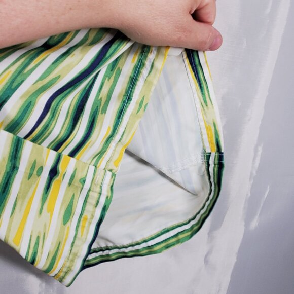 Izod Board Shorts Yellow Green Blue Stripe 3 Pockets Swim Trunks Mesh Men Sz M - Picture 10 of 10